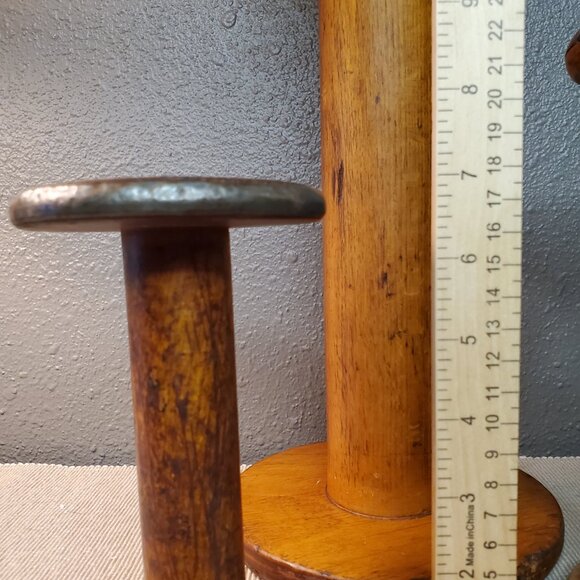 Vintage Wooden Textile Spools Primitive Home Decor Set of 3 Huge Medium Small - Picture 7 of 11